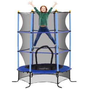 HOMCOM Kindertrampolin Ø163 cm mit Sicherheitsnetz, ideal für Kinder von 3 bis 10 Jahren, sorgt für unbeschwerten Sprutzspaß.
