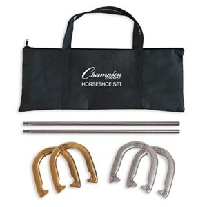 Champion Sports klassisches Hufeisen-Set mit Tragetasche und professionellen Hufeisen aus massivem Stahl für Outdoor Aktivitäten