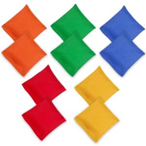RANJIMA Cornhole Säckchen Set mit 10 kleinen Sitzsäcken in verschiedenen Farben, ideal für Kinder und Outdoor-Spiele