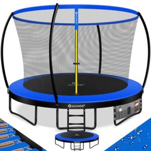 KESSER Trampolin Ø 366 cm mit Sicherheitsnetz, stabiler Sprungfläche und Leiter, ideal für Kinder und Erwachsene, TÜV Rheinland GS zertifiziert