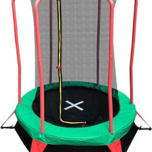 Wellactive Mini Trampolin Happy Jump für Kinder ab 3 Jahren mit Sicherheitsnetz, grün und rund, aus wetterfesten Materialien, für drinnen und draußen