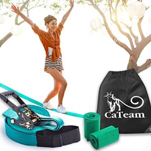 Gleichgewichtstraining mit Slackline, Hochleistungs-Industrieratsche und Baumschutzband für Kinder - Türkis