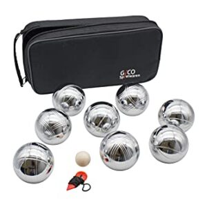 GICO Boules Set Petanque Boccia Spiel Kinder Erwachsene 8er Set aus Stahl in praktischer Tragetasche