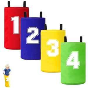 Sackhüpfen Säcke für Kinder, 4 Stück, Hüpfsack für Kindergeburtstag Spiele und Outdoor-Spiele, Grün, Rot, Blau, Gelb