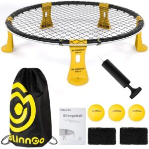 Gziztx Roundnet Outdoor Spieleset mit Lichtern, inklusive 3 Bällen, Spielnetz und Wettkampfnetz, Tasche, Pumpe und Anleitung. Genießen Sie jetzt Strandspiele.