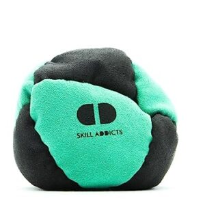 Freistil-Fußsack mit 8-Panels-Konstruktion, ideal für Kinder, Jugendliche und Erwachsene, Türkis-Schwarz Farbgebung, enthält einen Satz Hackysack-Aufkleber und eine App zum Erlernen von Tricks