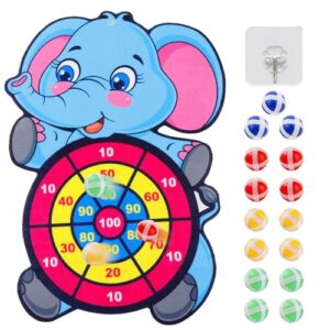 Dartscheibe für Kinder, 41,5 cm Elefant Spielzeug Dartscheibe, drinnen und draußen spielbar mit Kleb-Bällen und Haken