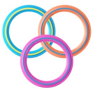 Fliegende Scheibe, 25 cm Sport Scheiben Flugscheiben Set Wasser Frisbee Flying Ring Wurfring Outdoor Spiele Anzug für Pool Strand Hinterhof Familie Spaß (Orange, Rot, Dunkelblau)