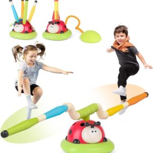 Kadii 3 in 1 Spiel für Kinder, Ringwurfspiel, Raketenwerfer und Seilspringmaschine, Indoor & Outdoor Aktivitätsspielzeug, 3-9 Jahre