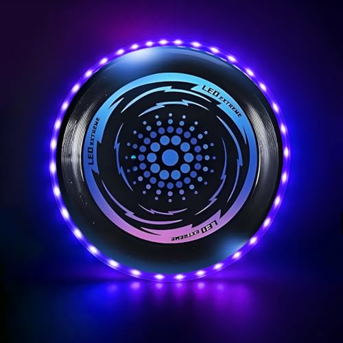 Leuchtende Frisbee Scheibe mit 42 LEDs-Lichtern, ideal für Kinder und Erwachsene zum gemeinsamen Spielen auf dem Rasen oder am Strand im Freien.