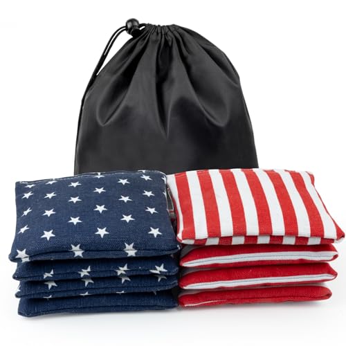 Cornhole Sitzsack Set für Kinder und Erwachsene, Zweifarbiges Allwetter Cornhole Bag Set mit Tragetasche
