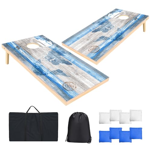 Cornhole Spiel Set mit 2 Corn Hole Boards, 8 Sitzsack und 1 Tragetasche für Außen-Spiele, Strandpartys und Erwachsene