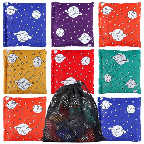 Cornhole Spiel mit 16 Nylon Sitzsäcken, ideal für Kinder und Erwachsene zum Indoor oder Outdoor Spielen. Robuste Sitzsäcke in 6 Farben, verbessert Hand-Augen-Koordination und fördert körperliche Aktivität.