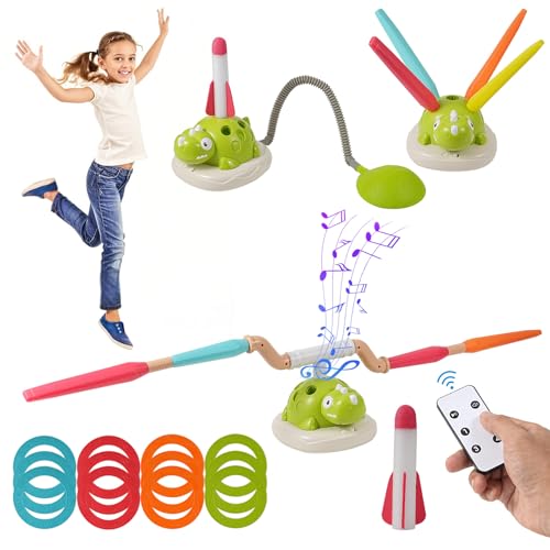 EliphonTowne DREI in einem Outdoor Spielzeug - Kinder spielen mit Ringen, Springseil und Raketen, sensorisches Training und Garten-Spielzeit