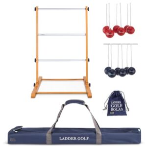 Leitergolf-Spiel für Garten, Park oder Strand - Outdoor-Spiel mit 6 echten Golfbällen und Holzgestell