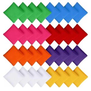 Bunte Bohnensäckchen, 32 Stück Sitzsäcke Werfen, mit Quarzsand gefüllt, für Outdoor Gärten und Partyspiele