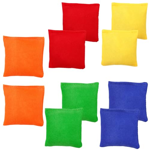 Cornhole Säckchen Set, 10 Stücke Nylon Wurfsäckchen, 6.5 x 6.5 cm Größe, Bunte Farben, Kinder und Erwachsenen Spiel für Outdoor und Indoor