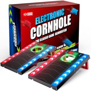 Elektronisches Cornhole-Spiel mit Musik und Licht, automatische Punktzählung, perfekt für Partys, Camping oder als Geschenk für Kinder und Teenager