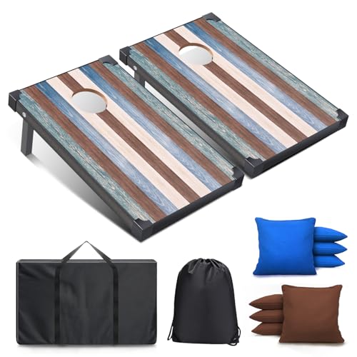 Cornhole-Spiel-Set mit 2 Boards, 8 Wurfbeuteln und Transporttasche für Strand und Garten