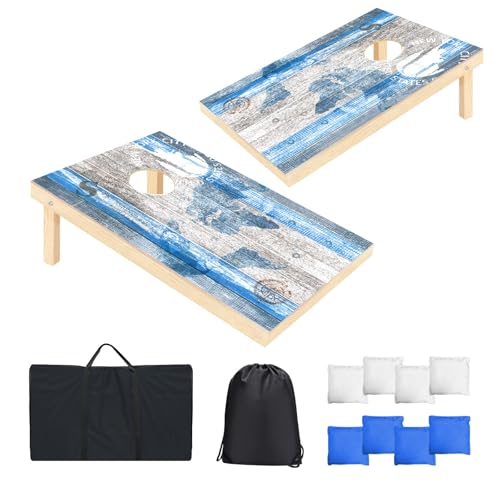 Cornhole Spiel Set mit 2 Boards, 8 Sitzsäcken und 1 Tragetasche für Draußen, Strand, Erwachsene und Wettbewerbe