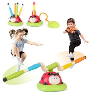 3 in 1 Outdoor Spielzeug für Kinder ab 3 Jahren: Schaumraketen Launcher, Ringwurfspiel & Springseil mit Musik - Sportspielzeug mit sicherem Design, Geschenk für Jungen Mädchen