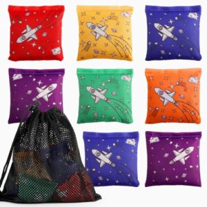 Sitzsäckchen 16 Stück, buntes Wurfspiel für Familie und Erwachsene im Freien, Nylon-Sitzsäcke mit Flugzeugmustern