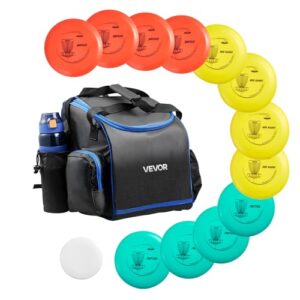 VEVOR Disgolf Set Disc Golf Scheiben für Anfänger, Starter-Set mit Putter, Mid-Range, Driver und Mini-Marker, tragbarer Rucksack für Garten, Rasen, Strand und Park im Freien
