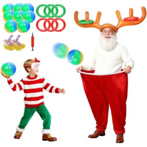 Weihnachtsspiel für Kinder und Erwachsene: Granny Hosen Wurfspiel mit aufblasbarem Rentier Geweih Ringwurf für Familienfeiern, Weihnachtsfeier und Indoor Outdoor Partyspaß