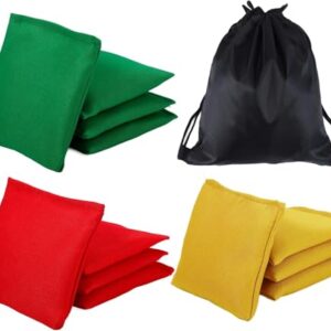 Cornhole Säckchen Set mit 12 kleinen Wurfsäckchen in 3 Farben, ideal für Outdoor Spiele und Toss Games