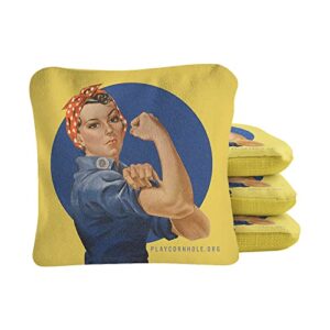 ACA Synergie Pro professionelle Cornhole-Taschen, Doppelseitige Regulierung 6x6 Set von 4 Retro Rosie We Can Do It