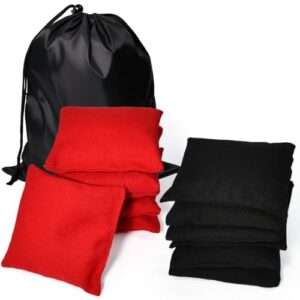 Cornhole-Spielset mit 12 Stücken und Aufbewahrungstasche, rote und schwarze Sandsäcke für Outdoor-Spiele und Funsport