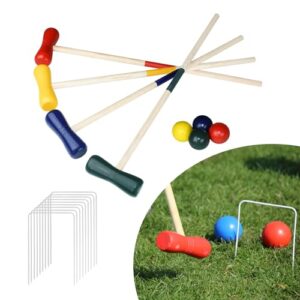 Croquet-Spiel, Krocket-Set für draußen, Spieler-Komplett-Set, Garten-Spiele, Freizeit-Aktivitäten