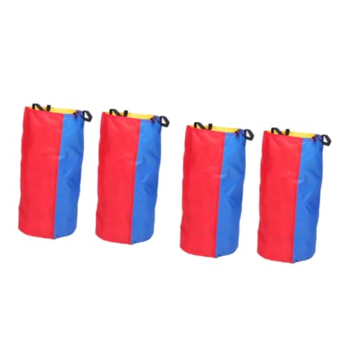 Vier bunte Säcke für Sackhüpfen-Spiele aus strapazierfähigem Leicht, ideal für Familien Outdoor-Spiele und Kinderparty-Aktivitäten.