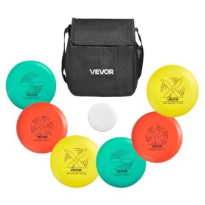 VEVOR Disc Golf Set für Anfänger mit 6 + 1 Scheiben, inklusive Putter, Mid-Range und Driver, geeignet für Garten, Strand und Park