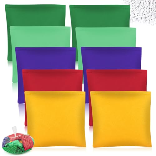 Bunte Bohnensacke für Kinder, Wurfspiel Cornhole Säckchen Set mit 10 Stücken, ideal für Familienfeiern und Kinderspiele