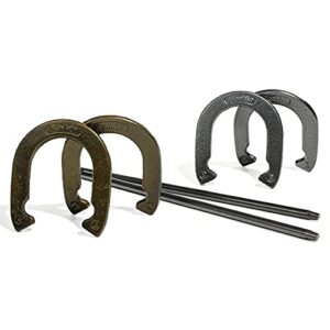 Franklin Sports Horseshoes Set - 4 offizielle Größe und Gewicht: Gold- und Silberregelgewichtshufeisen aus Gusseisen für den Einsatz im Freien.