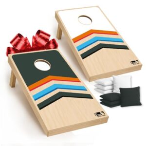 Cornhole-Spiel aus hochwertigem Holz, 90x60 cm, Premium-Holzbretter, Komplettes Set mit 2 Boards und 8 Säckchen für draußen, Garten, Strand und Events