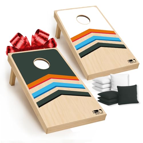 Cornhole-Spiel aus hochwertigem Holz, 90x60 cm, Premium-Holzbretter, Komplettes Set mit 2 Boards und 8 Säckchen für draußen, Garten, Strand und Events