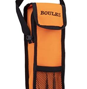 Orange Tasche für Boulespiel mit Tragegriff und Öffnung oben, Größe 23 x 8,5 x 3,5 cm