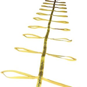 Team-Spiel für Balance, Vertrauen und Koordination auf einer Slackline mit zwei Handgriffen und einem weißen Hintergrund.