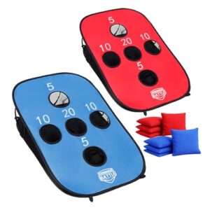 Cornhole Battle Set: 2 leichte Boards aus verstärkter Canvas-Toile, faltbar und im Handumdrehen aufgebaut + 8 langlebige Säcke