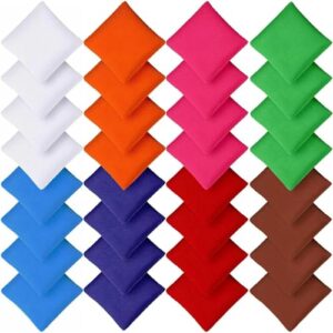 Mini Bean Bags für Tossing, Kinder Outdoor Spiele, Familie & Party - 32 Stück Cornhole Säckchen mit 8 x 8 cm Nylon Wurfsäckchen
