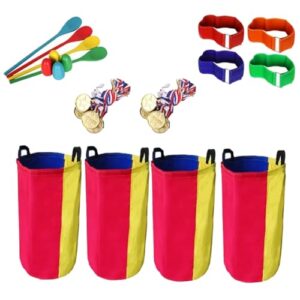 Kartoffelsackbeutel für Outdoor-Spiele, Eierlöffel-Rennen, 3-beiniges Rennband, Lochsack Sitzsack, Fangschwanz-Spiele, Geburtstags- und Familientag-Spiel auf der Wiese oder im Garten