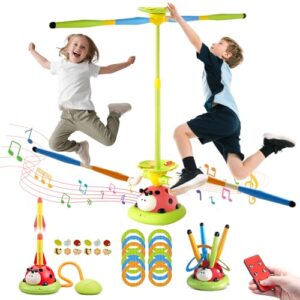 RoserRose 5-in-1 Outdoor Spiele für Kinder, Rakete Spielzeug und Gartenspielzeug mit Musik
