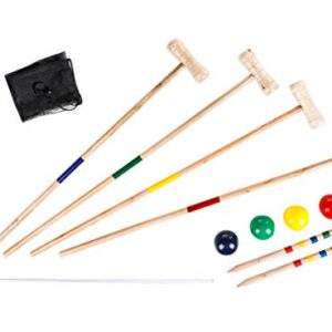 Holz Krocket Set mit Tragetasche für 4 Spieler, Croquet Garten Spiel, Schläger Spiel für Erwachsene