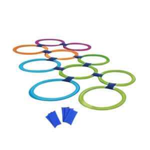 Farbenfrohes Bewegungsspiel für Kinder, 6 farbige Ringe mit Clips für indoor und outdoor Spiel, entwickelt die Koordination und Motorik