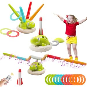 3 in 1 Spiele für Kinder mit Seilspringmaschine, Ringwurfspiel und Rakete Spielzeug, Indoor Outdoor Spielzeug geeignet für Kinder 3-9 Jahre, Kindergeburtstag Geschenke