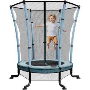 JUMMICO Trampolin mit Sicherheitsnetz für Kinder ab 3 Jahren, Indoor/Outdoor-Trampolin in Blau für sicherer Sprungspaß im Freien oder im Haus