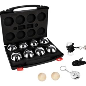 Boule-Spielset mit 8 Metallbällen, Aufbewahrungskiste und Accessoires für Outdoor-Spiele im Garten oder am Strand