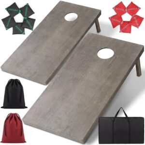 Echtholz Cornhole Set für Outdoor - 120x60cm Wurfspiel mit 10 Säckchen und Tasche - ideal für Garten, Strand, Camping und Partygäste